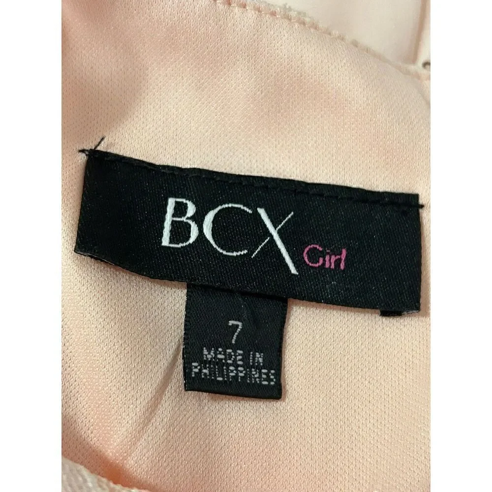 BCX Big Girls Lace Handkerchief Hem Skater Dress Med Pink Size 7